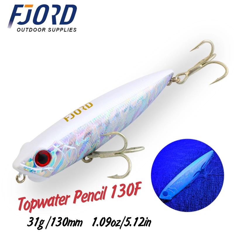 FJORD-señuelo de pesca con lápiz, 31g, 130mm, cebos falsos de agua dulce, superficie dura, cebos artificiales de mar, equipo de pesca