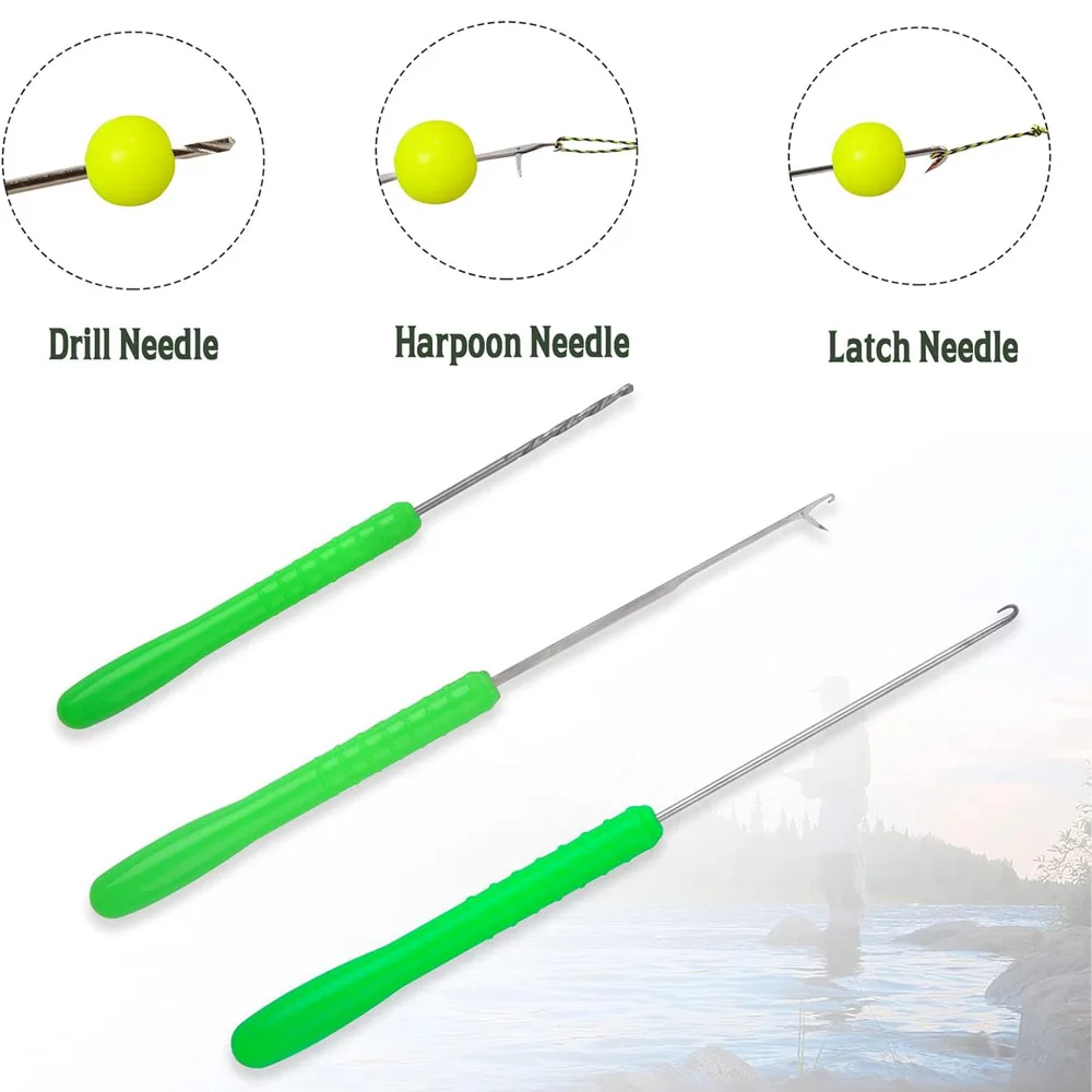 Kit de agujas para cebo de pesca de carpa, 6 uds., taladro, aguja de cebo, aparejos de pelo de carpa DIY con tapones de boilies para aparejos de cebos de señuelo de pesca - imagen 5