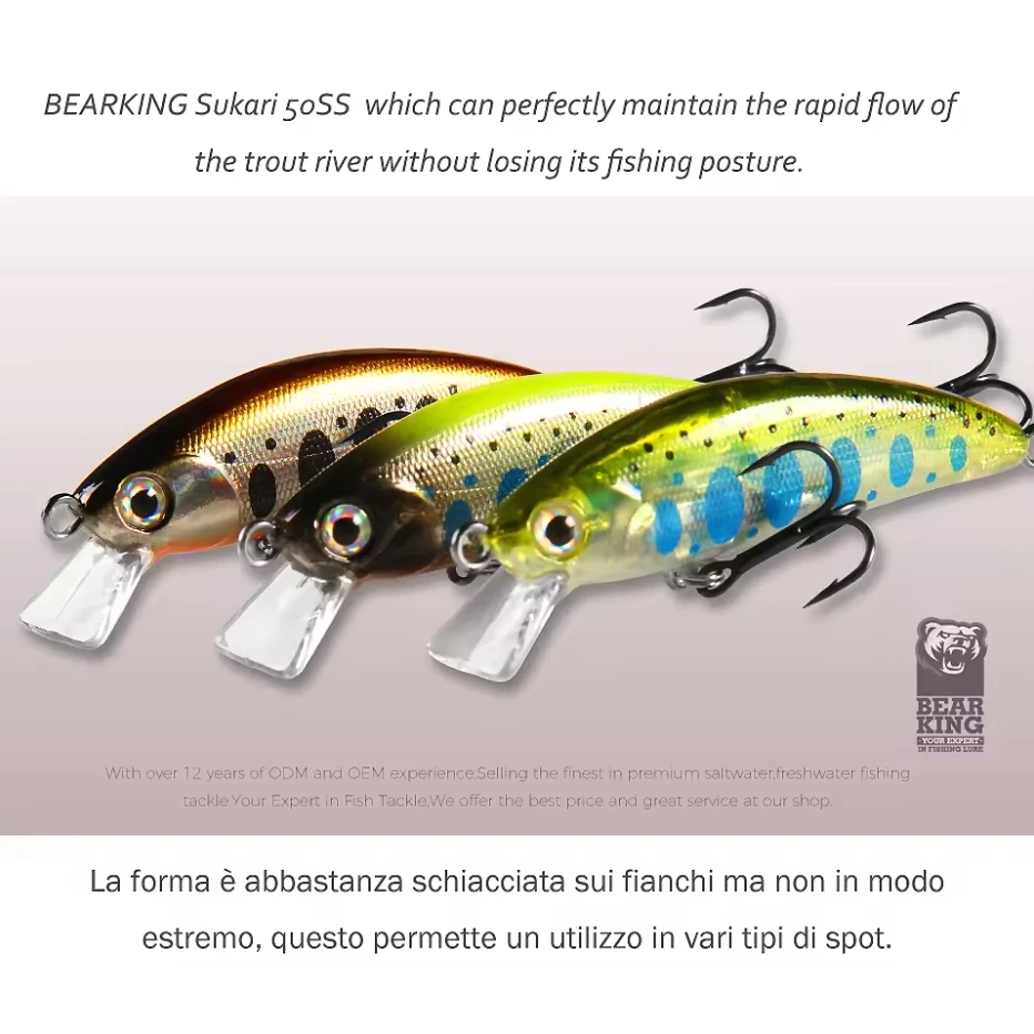 BEARKING 50mm 5g manivela cebo duro Artificial hundimiento señuelo de pesca caliente trucha Mini Minnow Wobbler aparejos de pesca de agua dulce - imagen 5