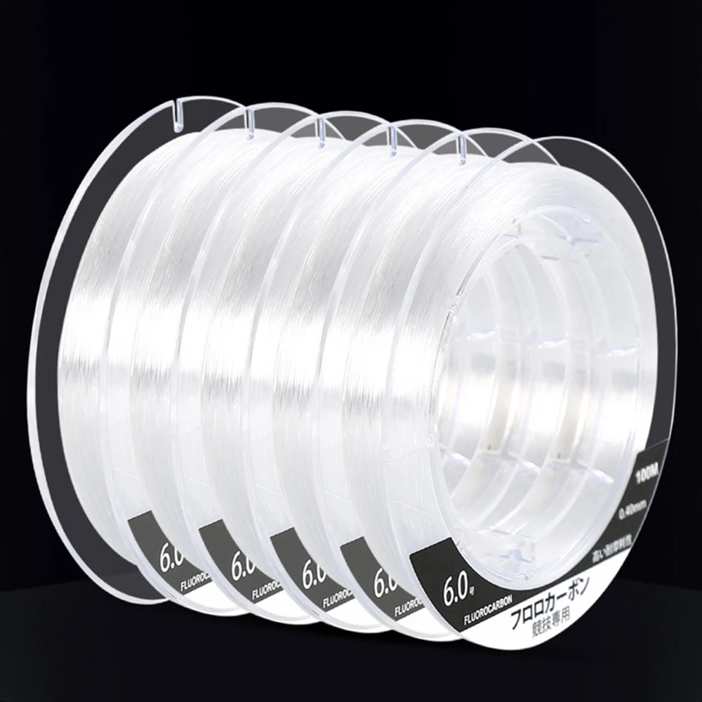 Línea de pesca 100M 99% líneas de pesca de fluorocarbono 6-24,2LB línea de mosca líder de fibra de carbono pesca de carpa de hundimiento rápido - imagen 3