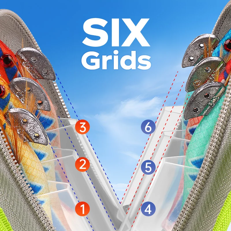 WEIHE, 1 unidad, bolsa de almacenamiento de equipo de pesca con señuelo, paquete de camarones de madera de seis rejillas, bolsa de cebo con señuelo, organizador de accesorios de pesca - imagen 2