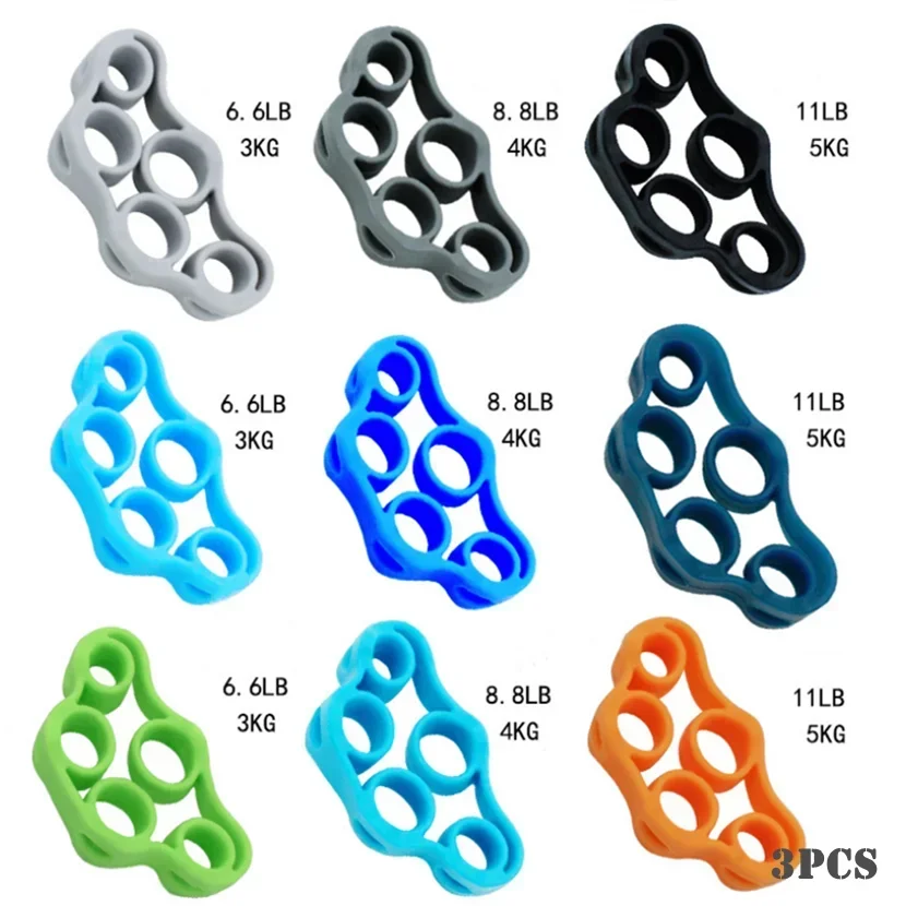 Expansor de dedo de silicona para ejercicio, agarre de mano, entrenador de fuerza de muñeca, bandas de resistencia, pinza de mano para Fitness, 3 uds. - imagen 3