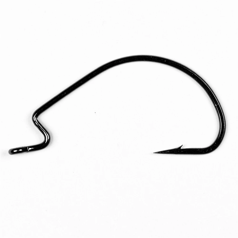 500 Uds. Ganchos de manivela de gusano fortalecen el vientre ancho anzuelo de cabeza de plantilla de acero rico en carbono anzuelo de lubina señuelo cebo accesorios de Pesca - imagen 3