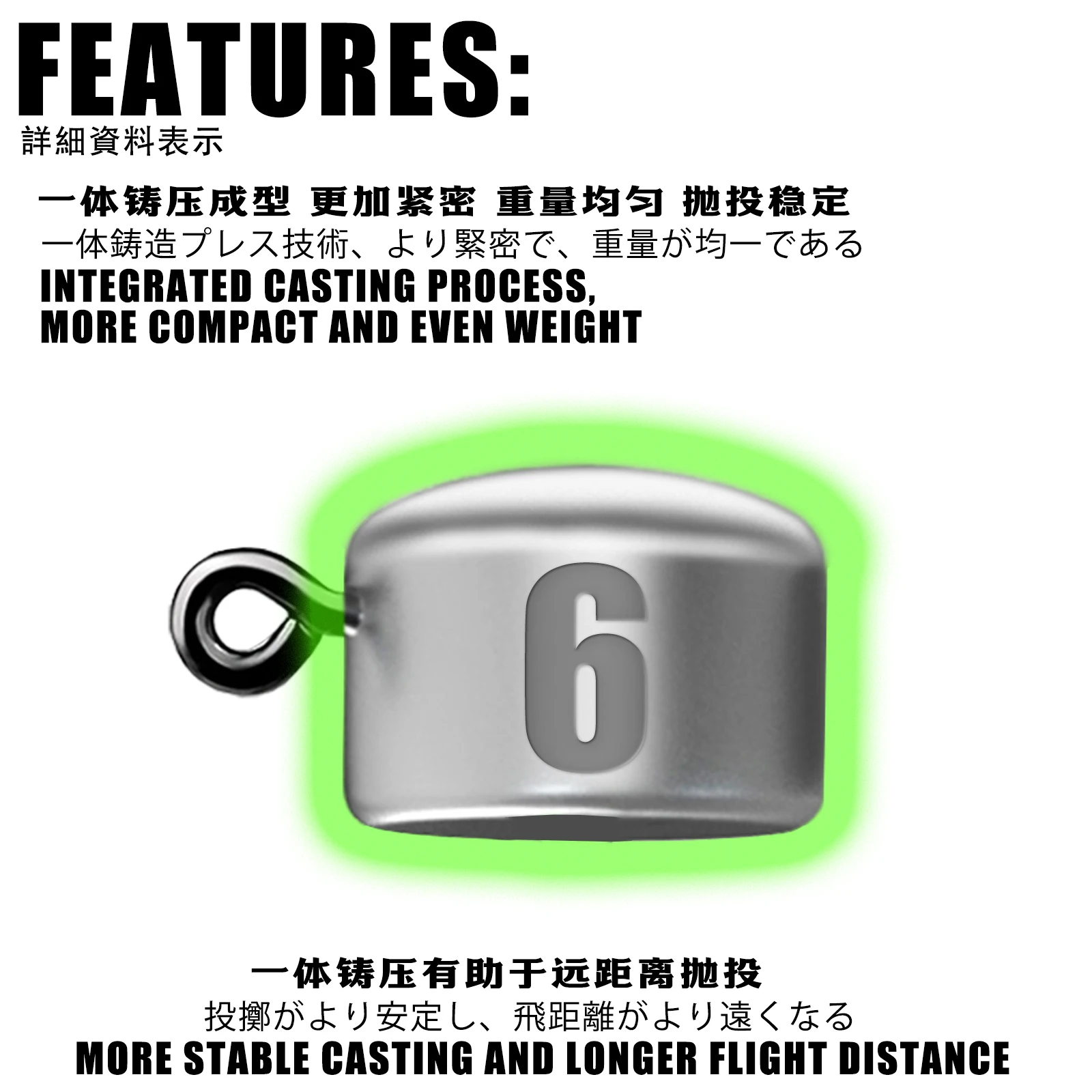 SAMOLLA-anzuelo de cabeza de Plomo fundido a presión, pesca de raíz reforzada 3 veces para evitar colgar objetos pequeños en la parte inferior, - imagen 2