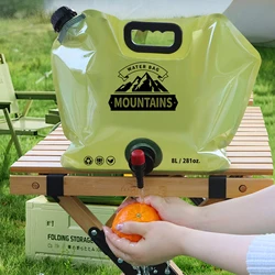 Bolsa de agua plegable portátil, tanque de agua de gran capacidad de 8L para acampar, Picnic, bolsa de agua suave gruesa con grifo, contenedor de agua