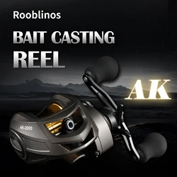 Carrete ROOBLINOS AK Baitcast 10 freno magnético 7,2: 1 relación de engranaje alarma clicker carrete de aluminio ligero carrete de pesca de fundición larga