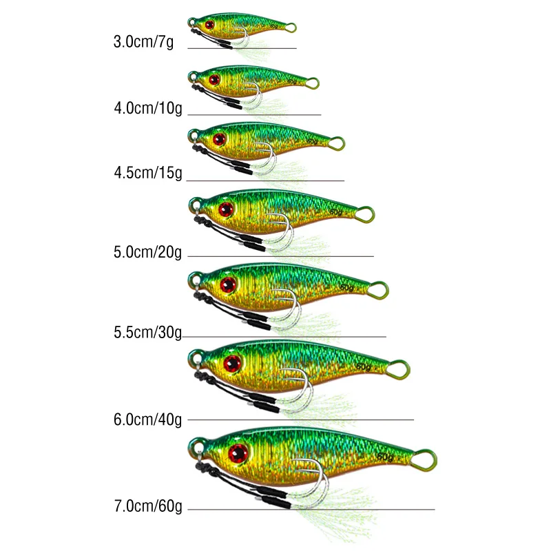 Señuelo de pesca de hundimiento rápido, anzuelo bimetálico, 7G, 10G, 15G, 20G, 30G, 40G, 60G - imagen 4