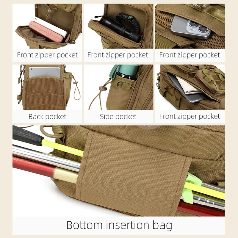 Mochila táctica de pesca con soportes para cañas señuelos riñonera - imagen 5