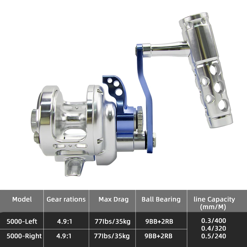 Tambor de rueda de placa de hierro de balanceo lento de metal completo TA300/500 mano izquierda objeto grande rueda de pesca de barco en alta mar 25KG rueda de pesca de mar - imagen 4