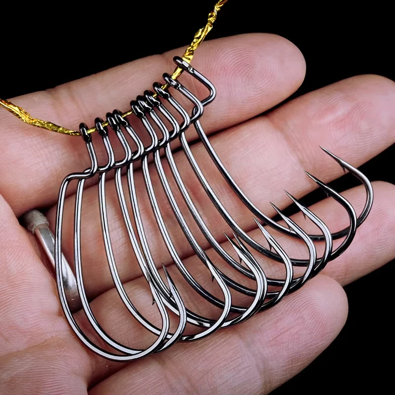 WALK FISH 50 Uds 2,3-5,5 cm anzuelo de pesca de acero al carbono anzuelo de manivela ancha anzuelo compensado señuelo de gusano suave anzuelo de pesca anzuelo de púas carpa - imagen 4