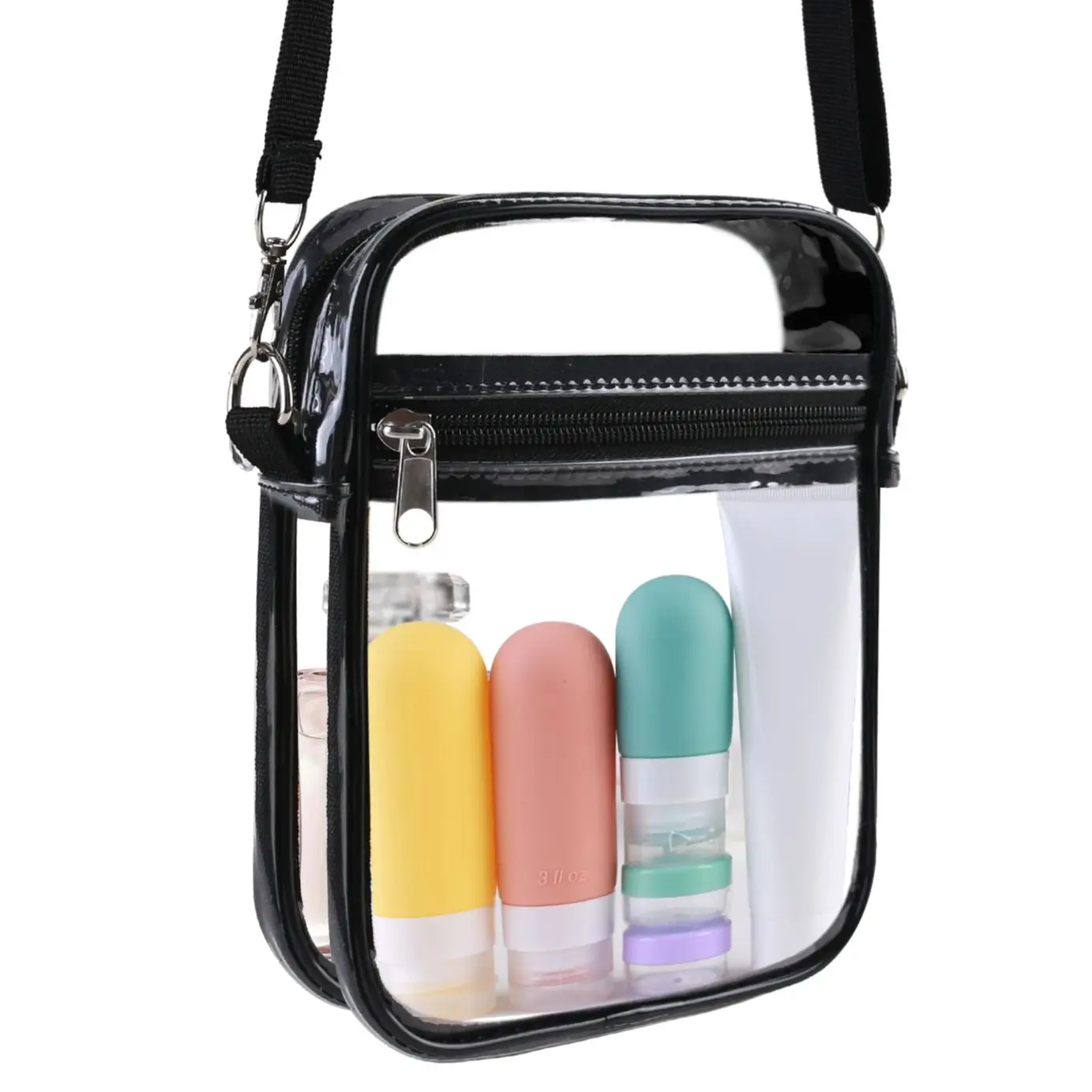 Bolso transparente de PVC para mujer, bandolera de un hombro con cremallera para concierto de estadio