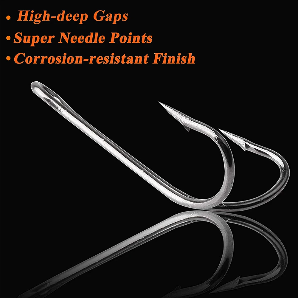 Anzuelos dobles de pesca con púas, anzuelo pequeño de pesca con mosca, anzuelo fuerte de acero de alto carbono para agua salada y dulce, 1000 piezas - imagen 4