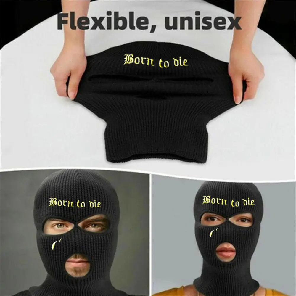 Invierno a prueba de viento de punto cubierta facial completa 3 agujeros pasamontañas calentador de cuello máscara de esquí - imagen 3