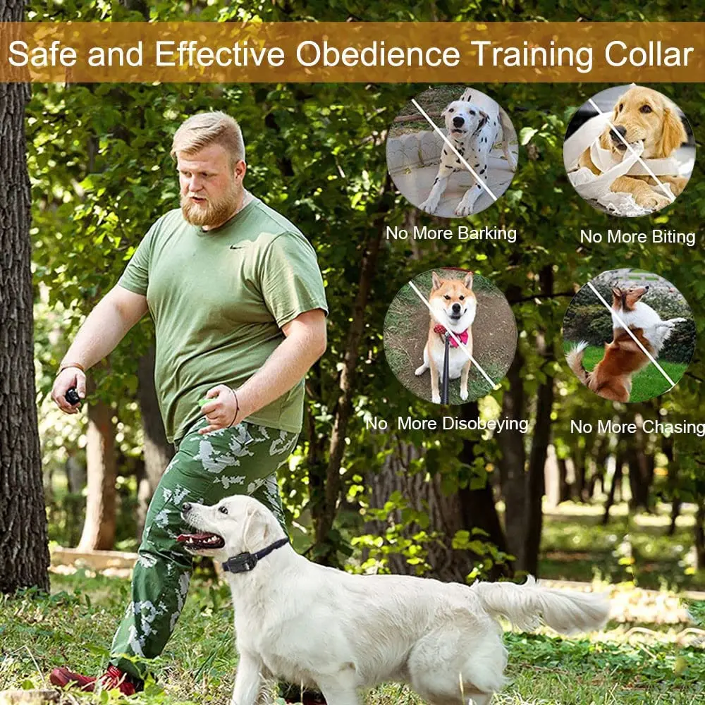 Entrenador impermeable recargable del animal doméstico del collar remoto del entrenamiento del choque del perro de 3000 pies - imagen 5