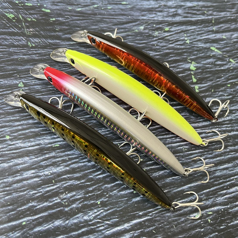 Señuelos de pesca flotantes de pececillo, 26g, 130mm, Wobblers de fundición larga, cebos duros artificiales, pesca con curricán, lubina de agua salada, equipo de señuelos para trucha - imagen 4