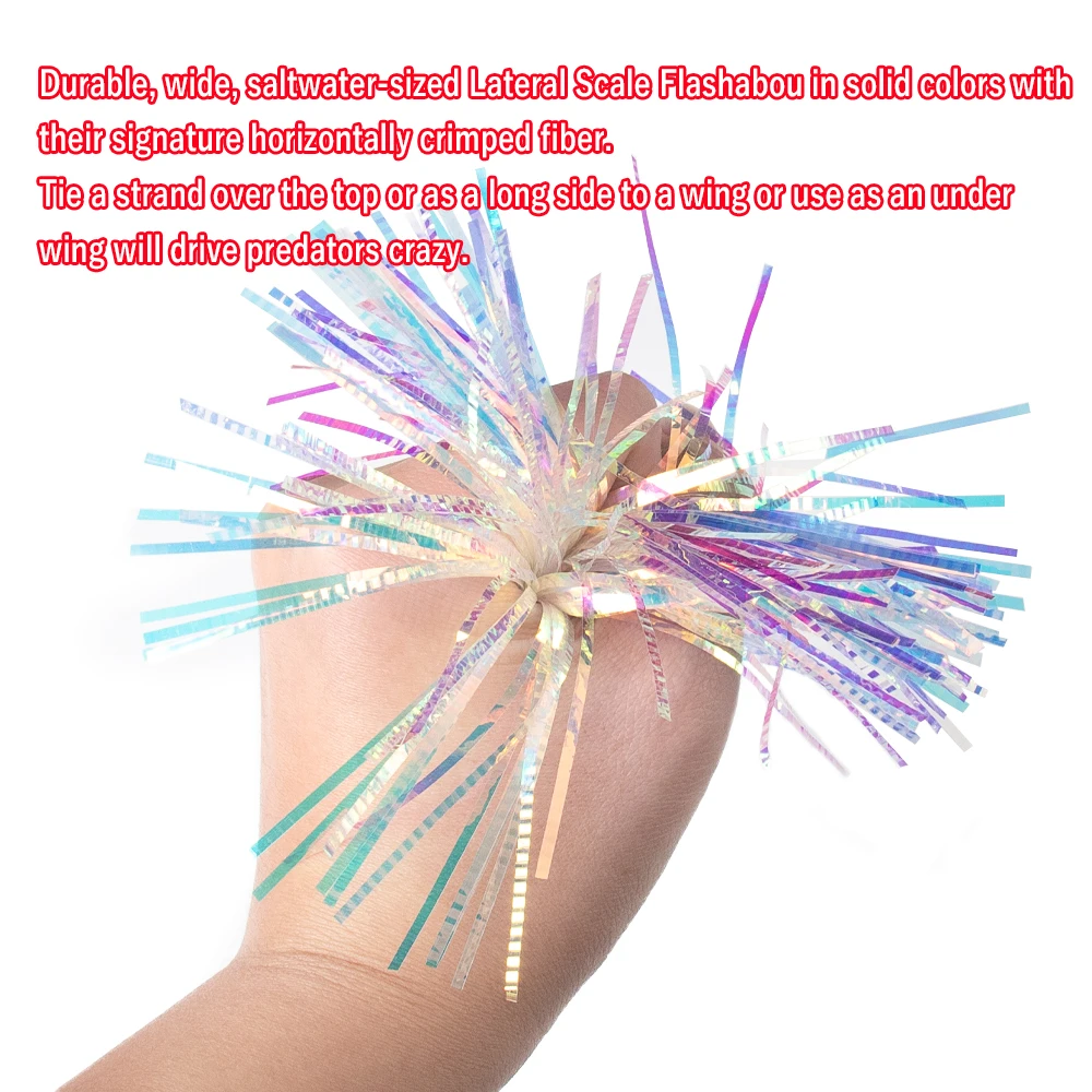 Wifreo, 1 paquete, atado de moscas, Flashbou, hebras de escala lateral, cola de caballo de agua salada, cebo giratorio, señuelo de pesca, materiales para atar moscas de lubina - imagen 5