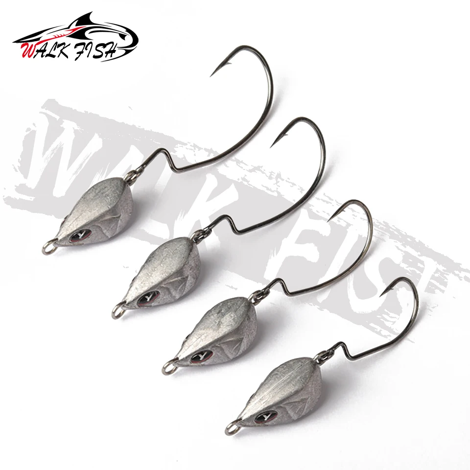 WALK FISH-anzuelo de pesca con cabeza de anzuelo, 5 uds., 3,5g-14g, con plomos giratorios, bajo sin hierba, para pesca en agua salada y dulce - imagen 5