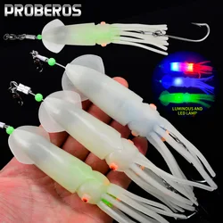 Señuelo de calamar biónico luminoso para mar con anzuelo de brocheta
