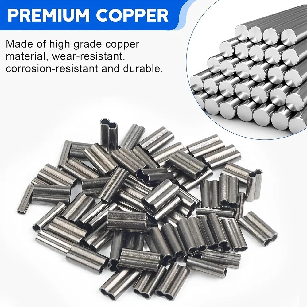 1000 Uds. Mangas de engarzado de doble barril de cobre, manguitos de bucle de engarzado de cobre y latón de alta resistencia, conectores de tubo de sedal de pesca - imagen 5