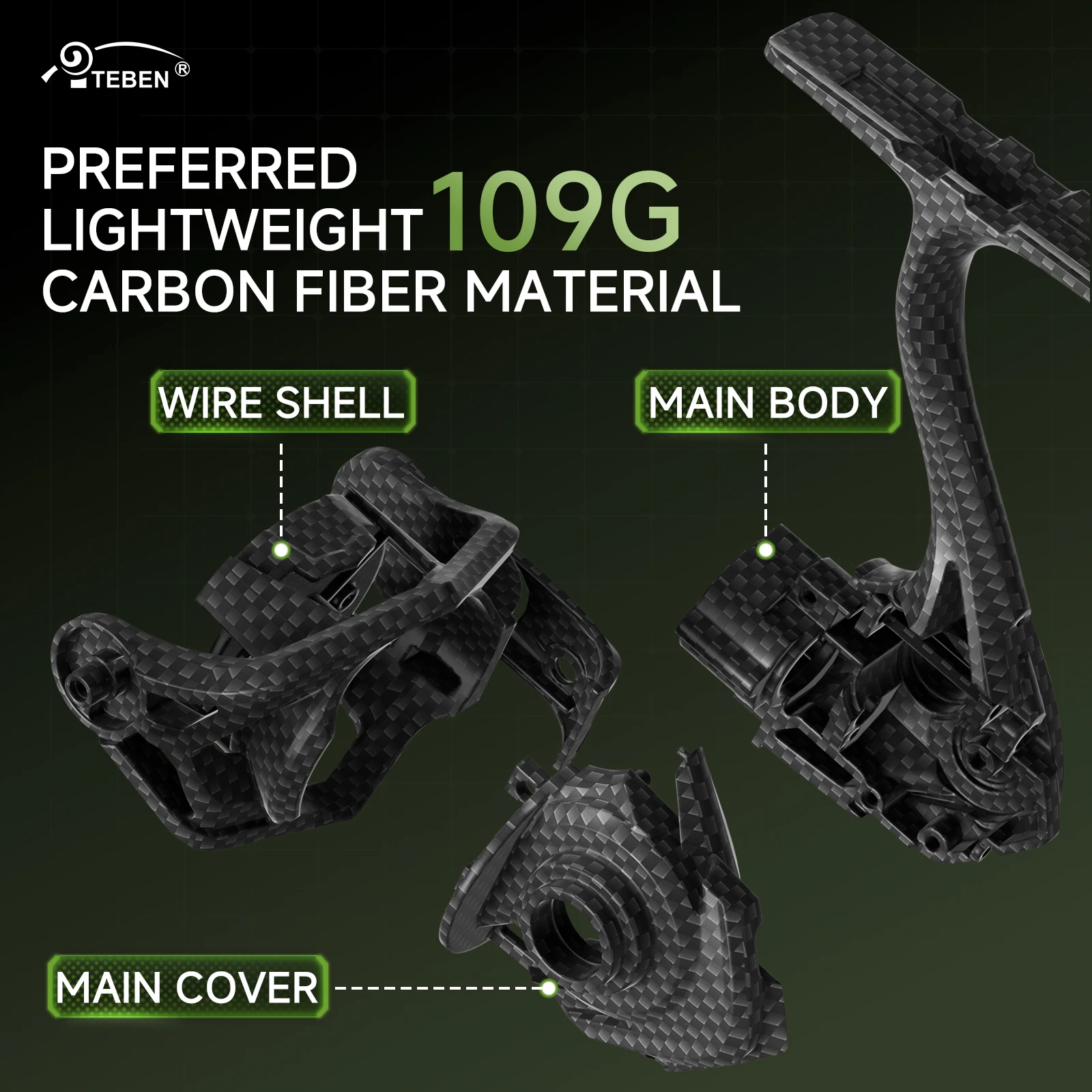 LS-carrete de pesca giratorio ligero, solo fibra de carbono, 109G, relación de engranaje 5,2: 1, 5 + 1 BB, para pesca ce de agua dulce y salada - imagen 3