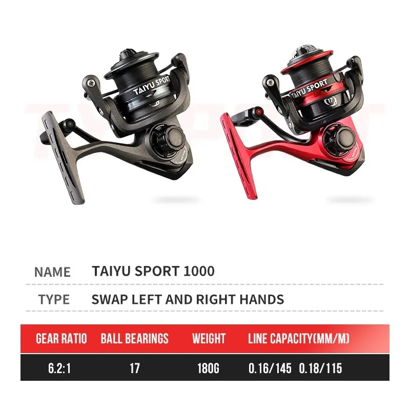 Carrete de pesca giratorio serie 1000, carrete de Metal, rueda giratoria, productos para pesca de lubina, carpa, alarma de fuerza de descarga, carrete de pesca - imagen 2