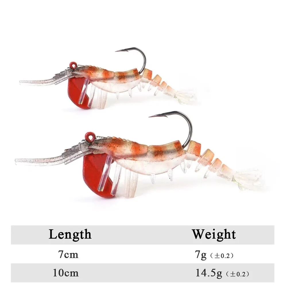 NGB 7g 14,5g Jigging señuelo de pesca suave camarones cebo Artificial con cabeza de plantilla 7cm 10cm hundimiento Lucio - imagen 3