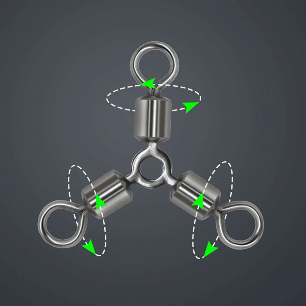 DNDYUJU, 10 Uds., conector de pesca giratorio de tres vías de latón, accesorios giratorios, aparejos de anzuelo - imagen 5