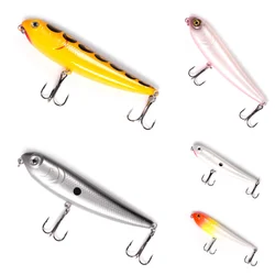 Wondersee - Juego de 5 Señuelos de Pesca, Jerkbait, Flotantes, Minnow, Popper, 11 g, 110 mm, Anzuelo Triple, para Pesca de Arrastre, Lanzamiento Largo, Lubina, Trucha