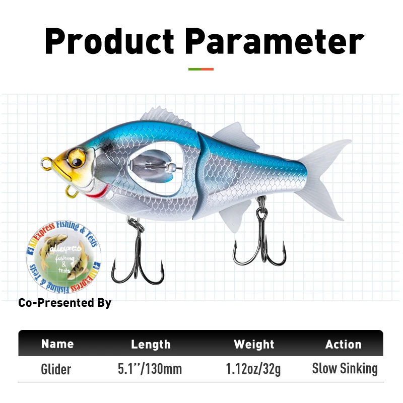 LEYDUN-Señuelos de Pesca con vibración de hundimiento lento, aletas luminosas suaves de 130mm y 32g, cebos duros Wobblers - imagen 3