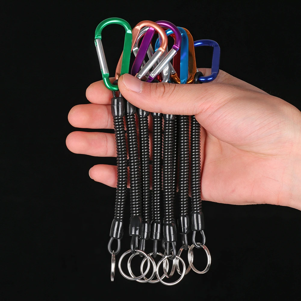 Cuerda antipérdida de alta resistencia para acampar, práctica multifuncional para llave con mosquetón, alicates de cordón de pesca, cuerdas en espiral, canoa - imagen 2