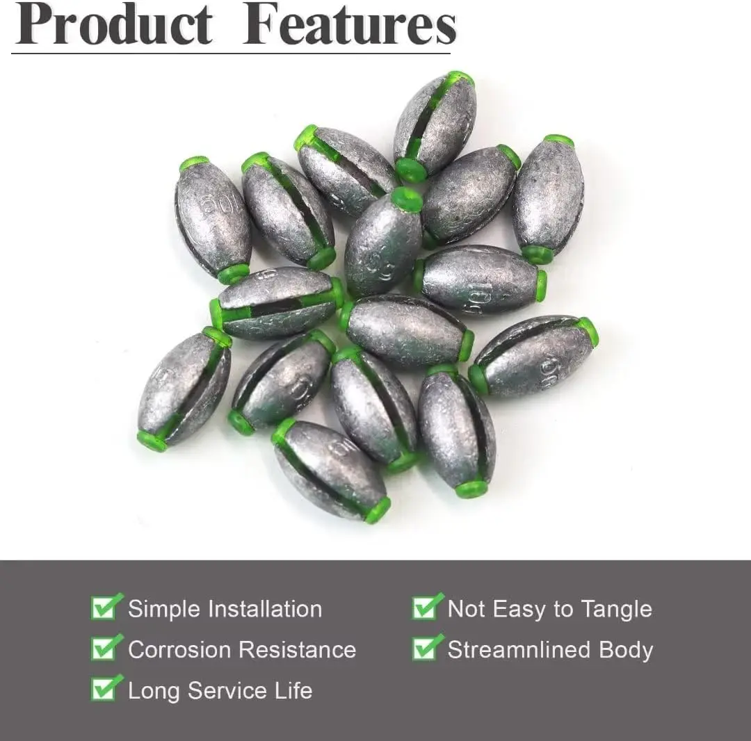 Kit de plomos split shot tipo huevo para pesca drop shot - imagen 4