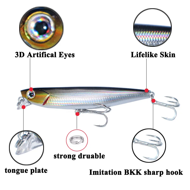 Señuelo de pesca que se hunde, 1 piezas, 7,5 cm, 14g, aparejos de lubina, 9,5 cm, 18,7g, accesorios de agua salada, calidad profesional - imagen 4