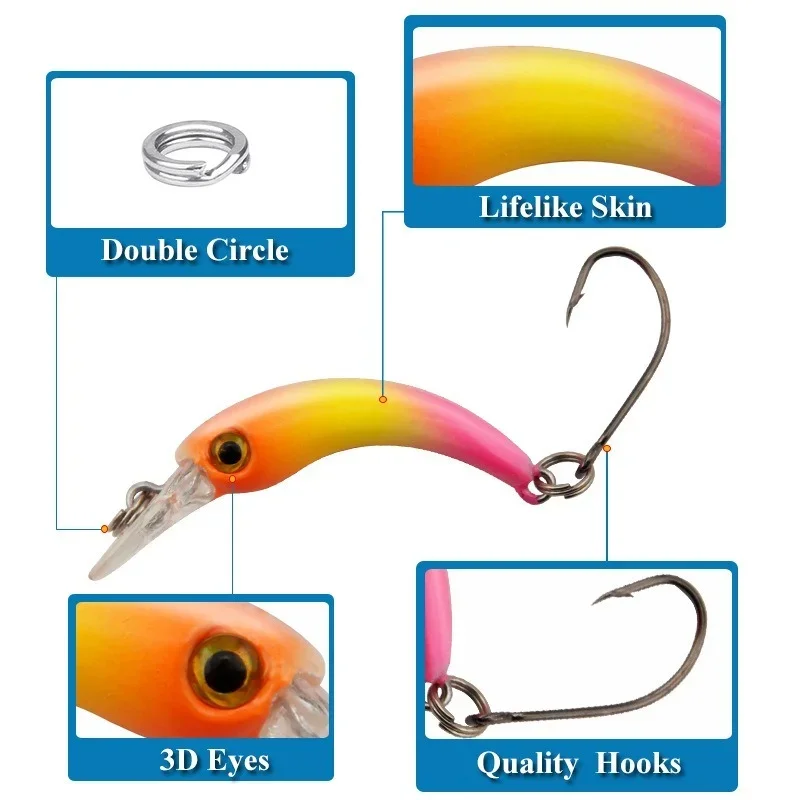 Cebo de pesca de piezas, balancín de pesca flotante, Micro objeto, 1,4g/4cm, cebo duro de plástico falso para trucha, Jerkbait, Crankbait, aparejos de lubina - imagen 4