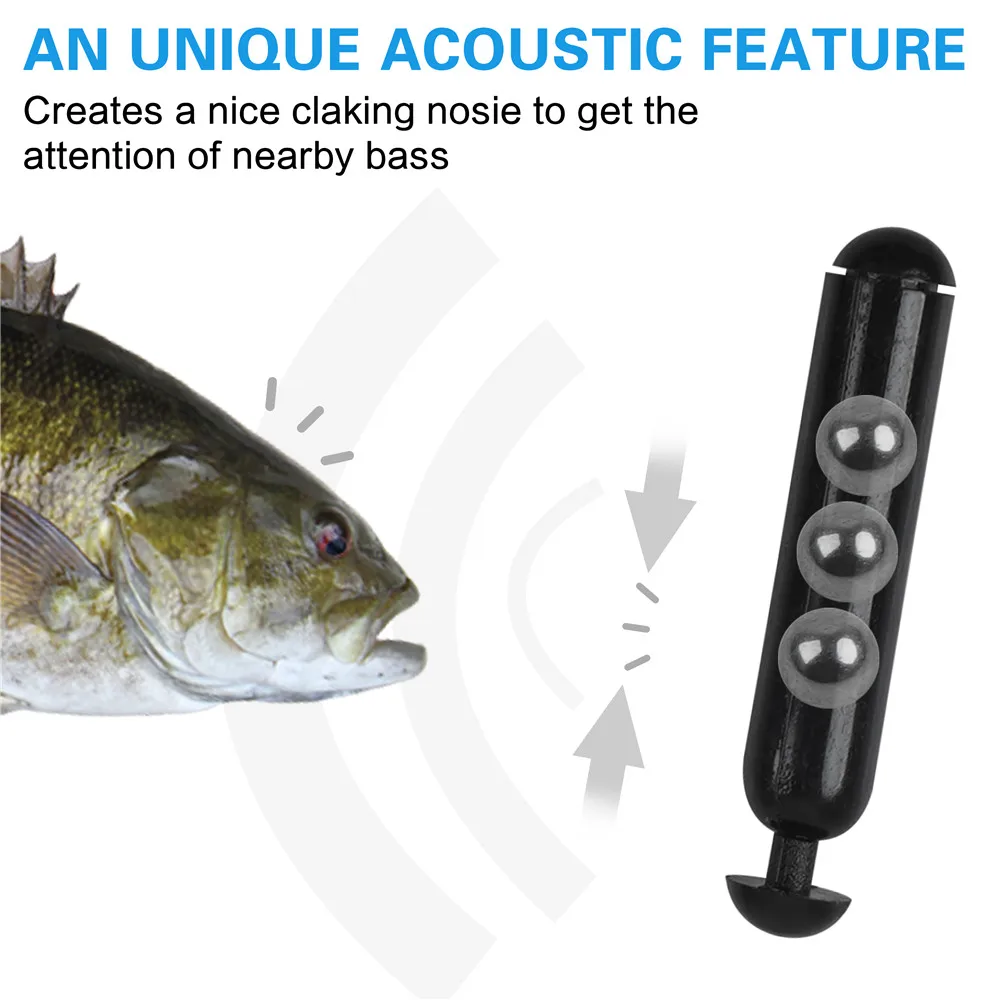 Señuelo de pesca con sonajero, anzuelo de gusano, tubo de inserción, sonajero para sacudir, atraer moscas, accesorios de pesca, 100/200 piezas - imagen 3