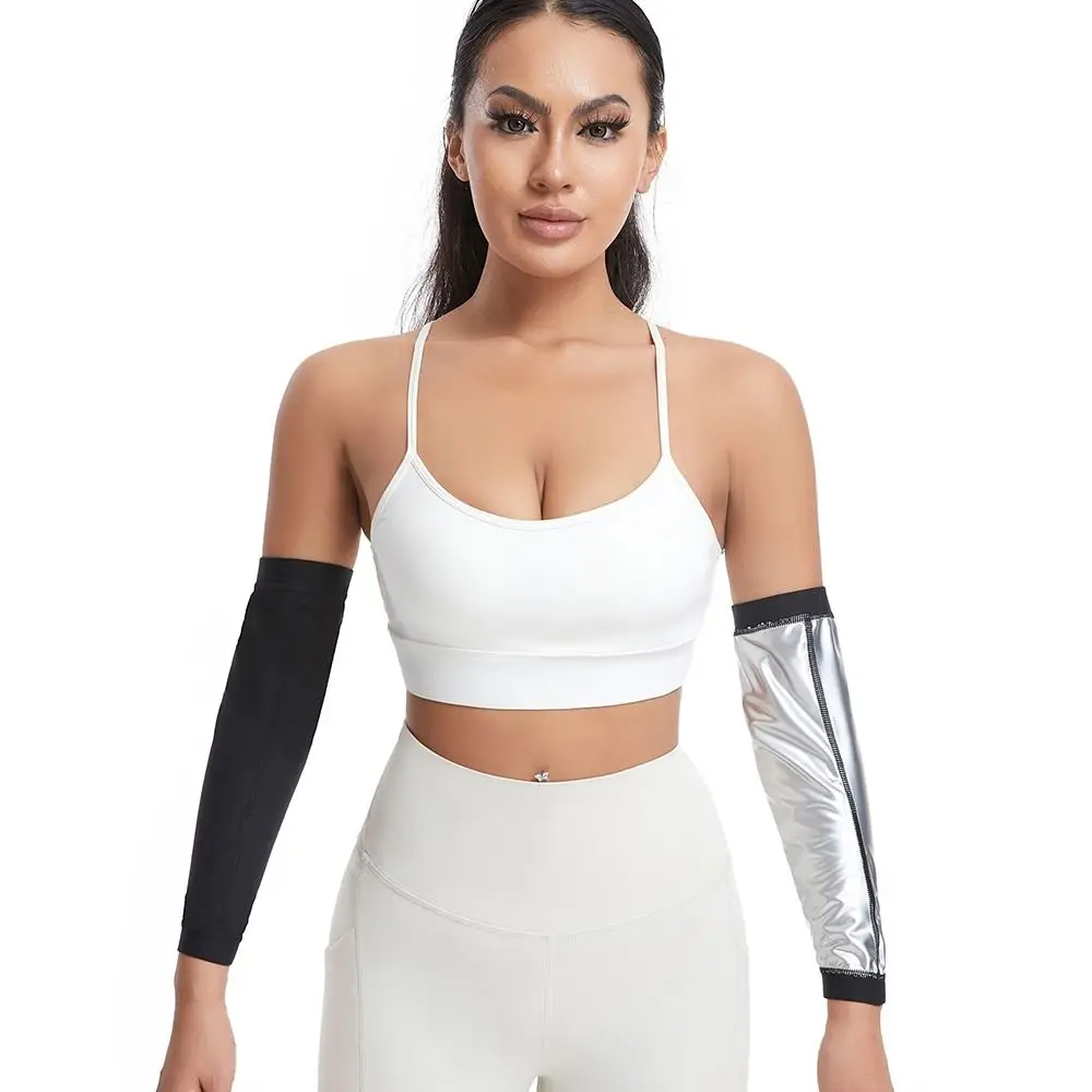 Trajes de brazo deportivos con revestimiento de PU para mujer, Sauna para el sudor, bandas para el sudor para el brazo, moldeador de brazo, banda para el brazo para ejercicio, deporte del gimnasio - imagen 5
