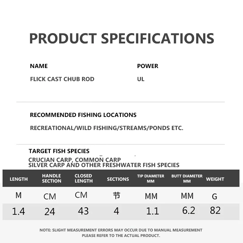 Caña de pescar con mosca ligera Mavllos, caña de pescar giratoria de microcasting ligera con punta UL de 1,4 M de 4 secciones para lubina de agua dulce - imagen 2