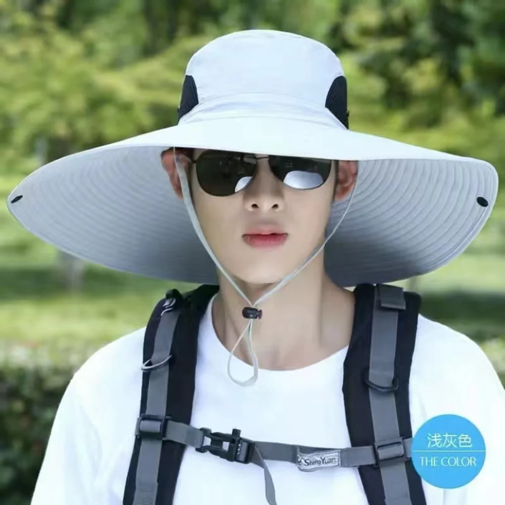 Verano extraíble cara protección del cuello sombreros de escalada transpirables sombrero de ala ancha hombres al aire libre Anti-UV sombrero de pesca multifuncional Panamá - imagen 5