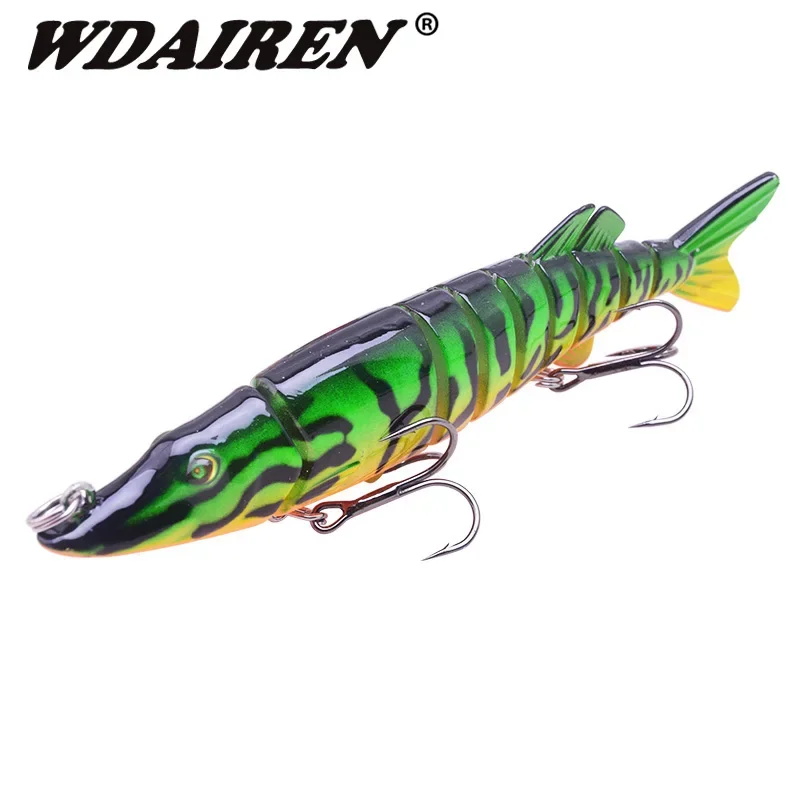WDAIREN Nuevo diseño 9 secciones Señuelos de pesca Wobbler 12 cm 21,3 g Cebo de natación con 6 #   Aparejos de pesca con anzuelo, cebos de pesca de 13 colores