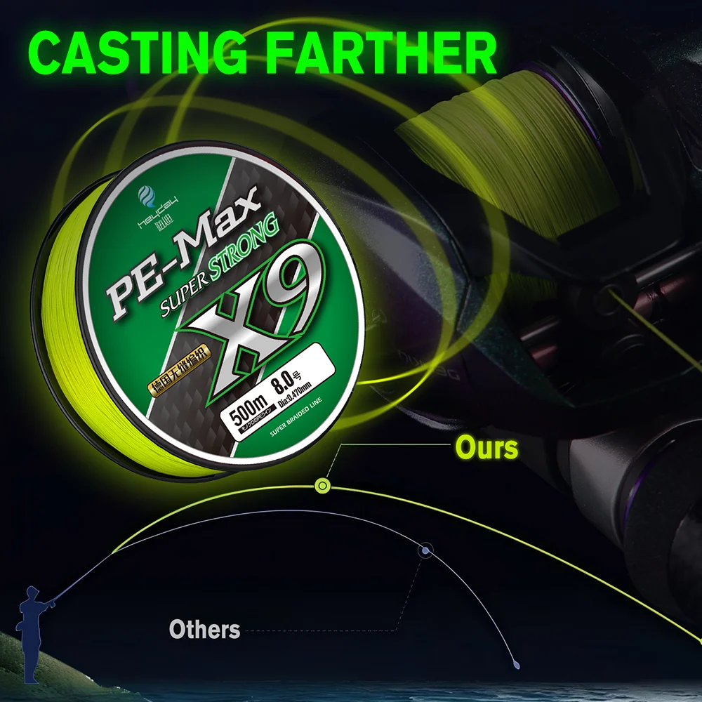 Línea de pesca trenzada VIKINGAR PE, 9 hebras, 300M, 500M, 1000M, 13-100LB, línea de pesca multifilamento súper fuerte, todo para peces y carpa - imagen 5