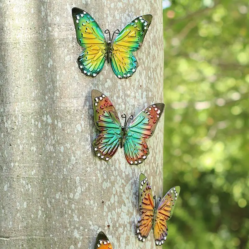 Mariposas metálicas 3D para pared – Escultura decorativa de jardín exterior - imagen 3