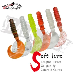 WALK FISH 4 piezas 100mm 7g Señuelos blandos de PVC tipo lombriz artificial para pesca de lubina, pesca de lubina blanca, pesca de agua dulce