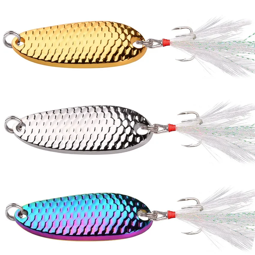 12 Uds. Señuelos tipo cuchara de pesca de trucha de Metal, cebos de Jigging, 7g, 10g, 15g, 20g, 25g, Crankbait, Spinner Artificial, cebos duros para trucha y lubina - imagen 3