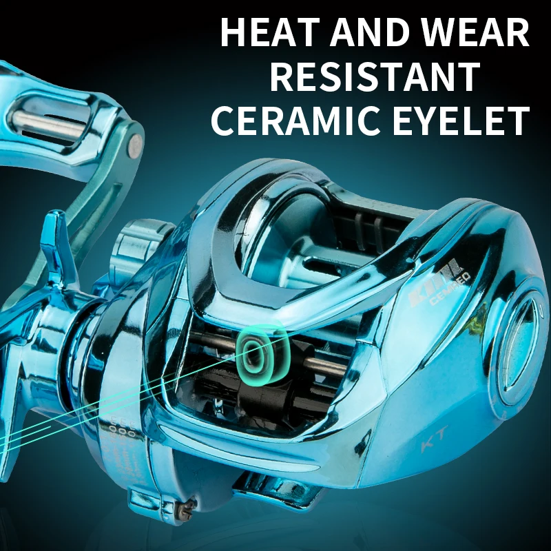 CEMREO colores vistosos carrete de fundición de cebo 5kg sistema de freno magnético de arrastre 7,0: 1 aparejos de pesca lubina trucha pesca de carpa modelo: KT - imagen 2