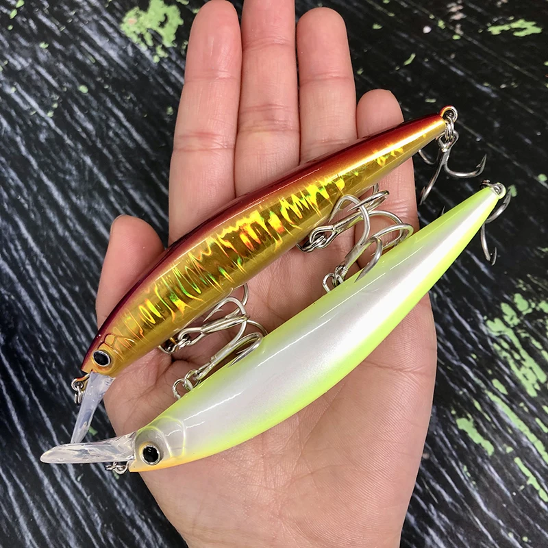 Señuelos de Pesca de pececillos de hundimiento pesado, cebo duro Artificial de fundición larga, Wobbler para Lucio, Swimbait, Jerkbait, suministros, 37g, 110mm - imagen 3