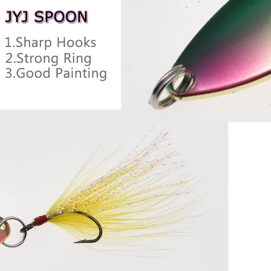 JYJ señuelo de cuchara de pesca de metal duro, cebo para trucha, cebo giratorio de lentejuelas para cebo wobbler de agua salada - imagen 5