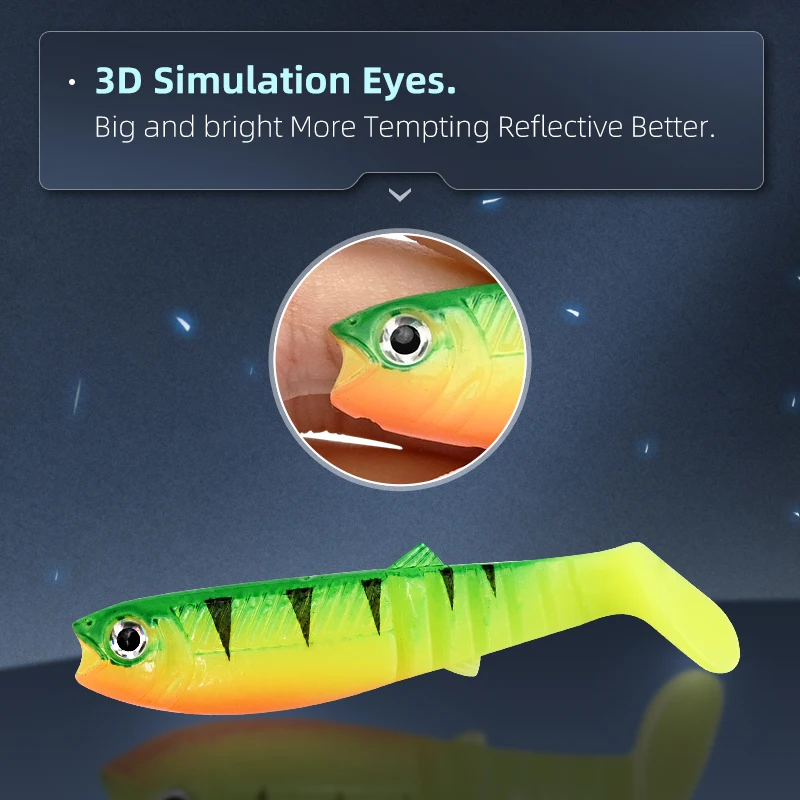 MEREDITH 10 Uds 5,5g 8cm señuelos de pesca cebos de pesca blandos artificiales Cannibal pesca peces señuelos blandos Shads JX62-08 - imagen 5