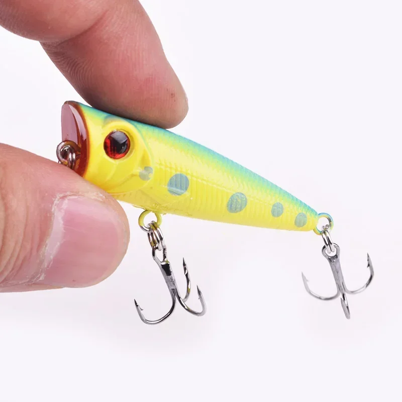 Señuelo de pesca Popper Topwater, 5cm, 4,5g, Wobblers de curricán, cebo Artificial duro de plástico con 10, 1 ud. #   Ganchos para Bass Pike Catfish - imagen 4