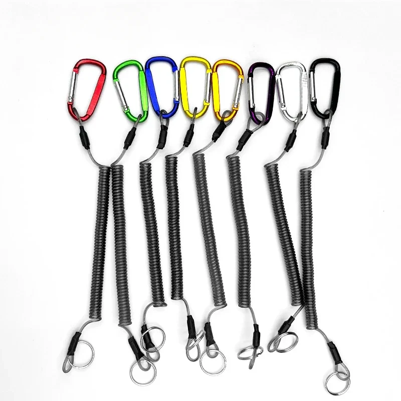 Cordón retráctil de alambre de acero en espiral, cuerda de seguridad resistente para navegación, herramientas de pesca, cordones, accesorios de pesca, 2 uds.