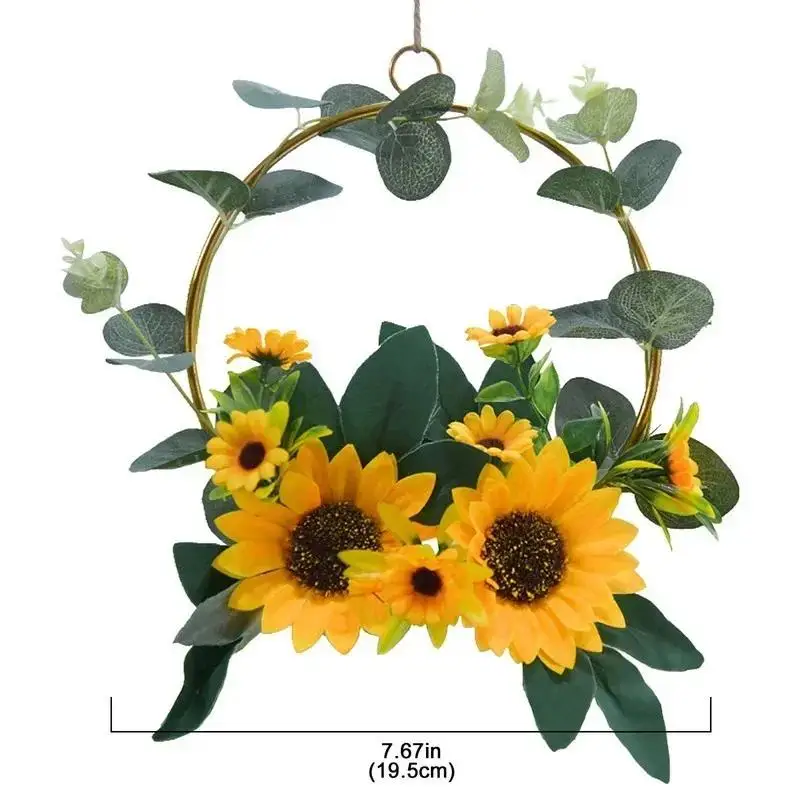 Guirnalda de metal con girasoles para pared - Decoración jardín