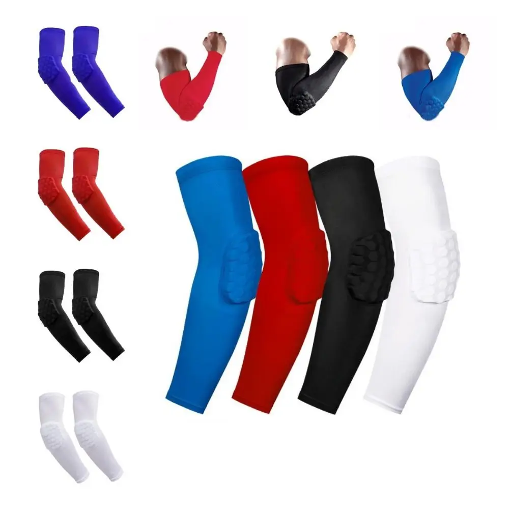 Soporte de codo deportivo de panal de abeja para entrenamiento, equipo de protección, manga elástica para brazo, almohadillas de vendaje, baloncesto y voleibol, 2 piezas - imagen 2